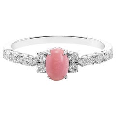 Einzigartiger Verlobungsring mit Muschelperle und Marquise-Diamant aus 18 Karat Weißgold