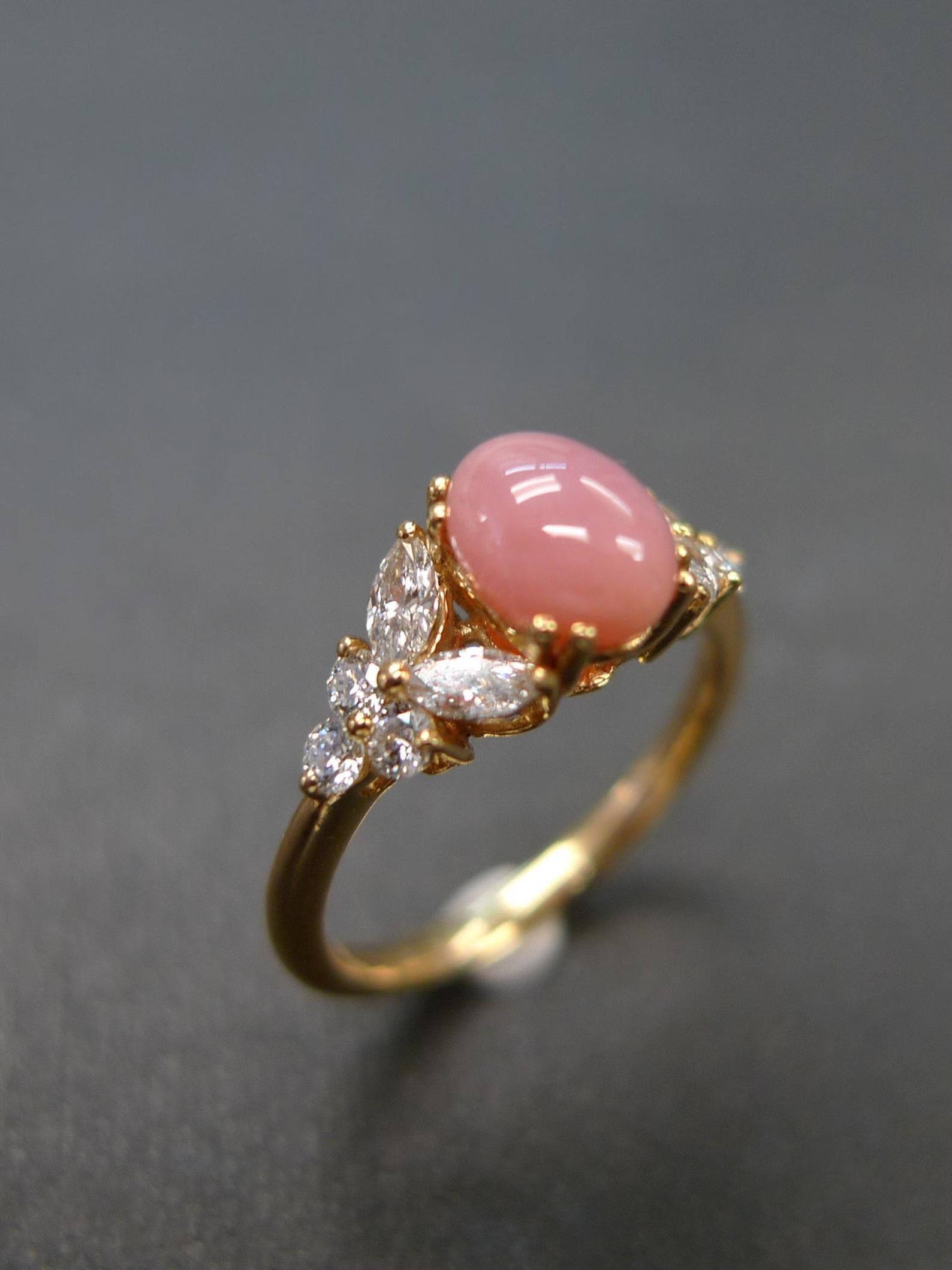 Muschelperle und Marquise Diamant Einzigartiger Verlobungsring für jeden Tag 18K Gelbgold Damen im Angebot