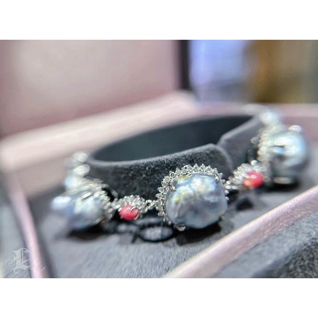 【Conchéa】Ocean Constellation Conch Pearl & Keshi Diamond Bracelet — 1.52ct 3