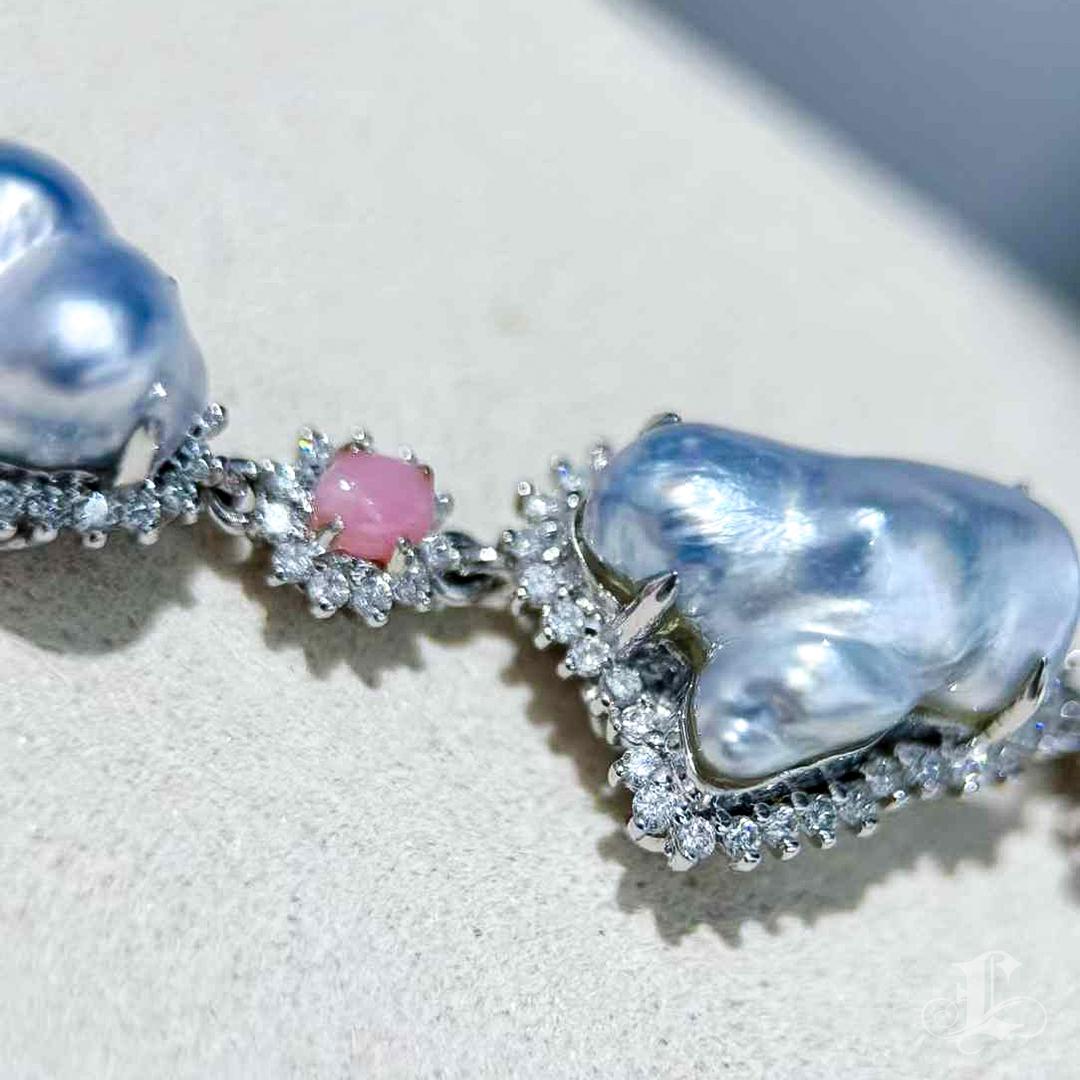 Uncut 【Conchéa】Ocean Constellation Conch Pearl & Keshi Diamond Bracelet — 1.52ct