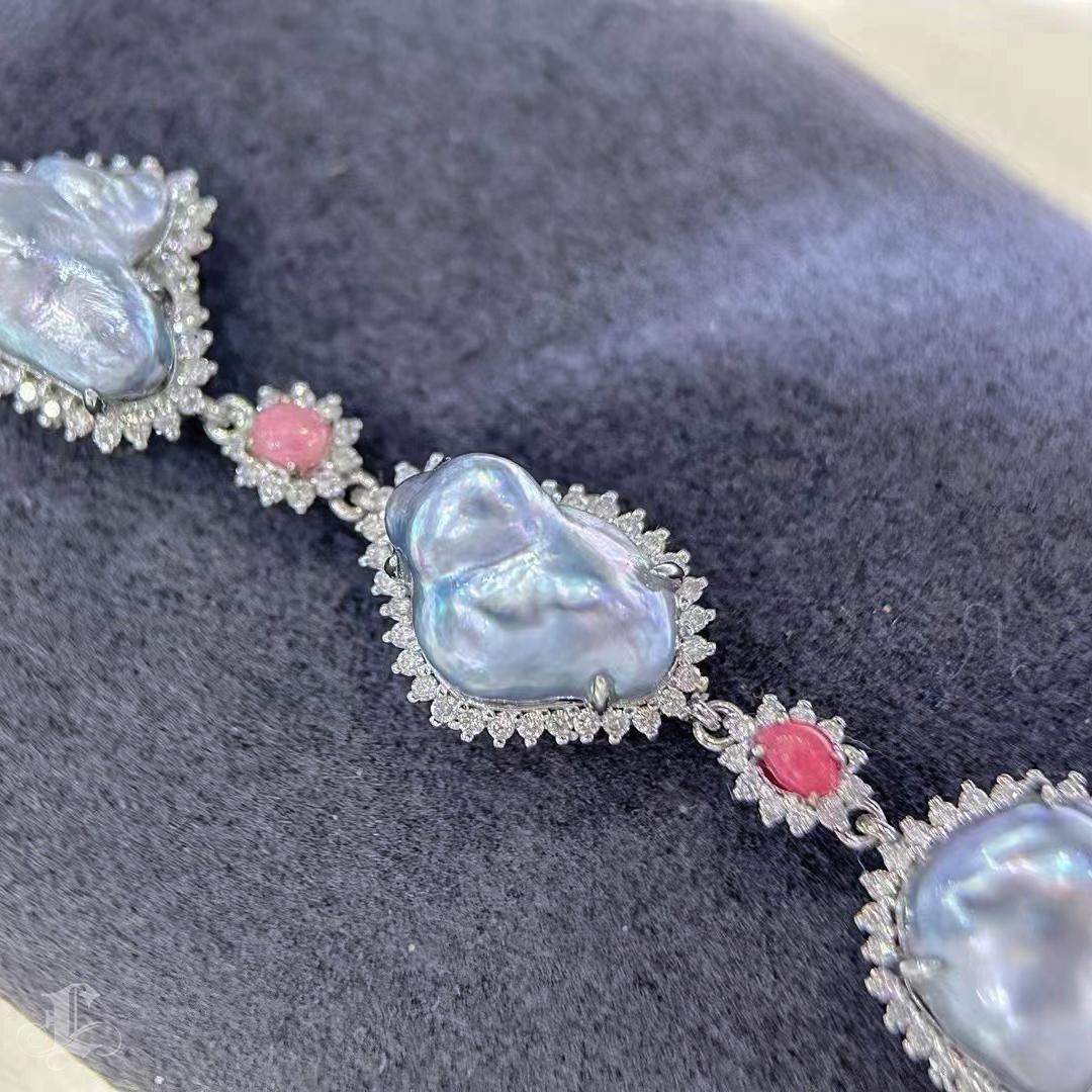 【Conchéa】Ocean Constellation Conch Pearl & Keshi Diamond Bracelet — 1.52ct 5
