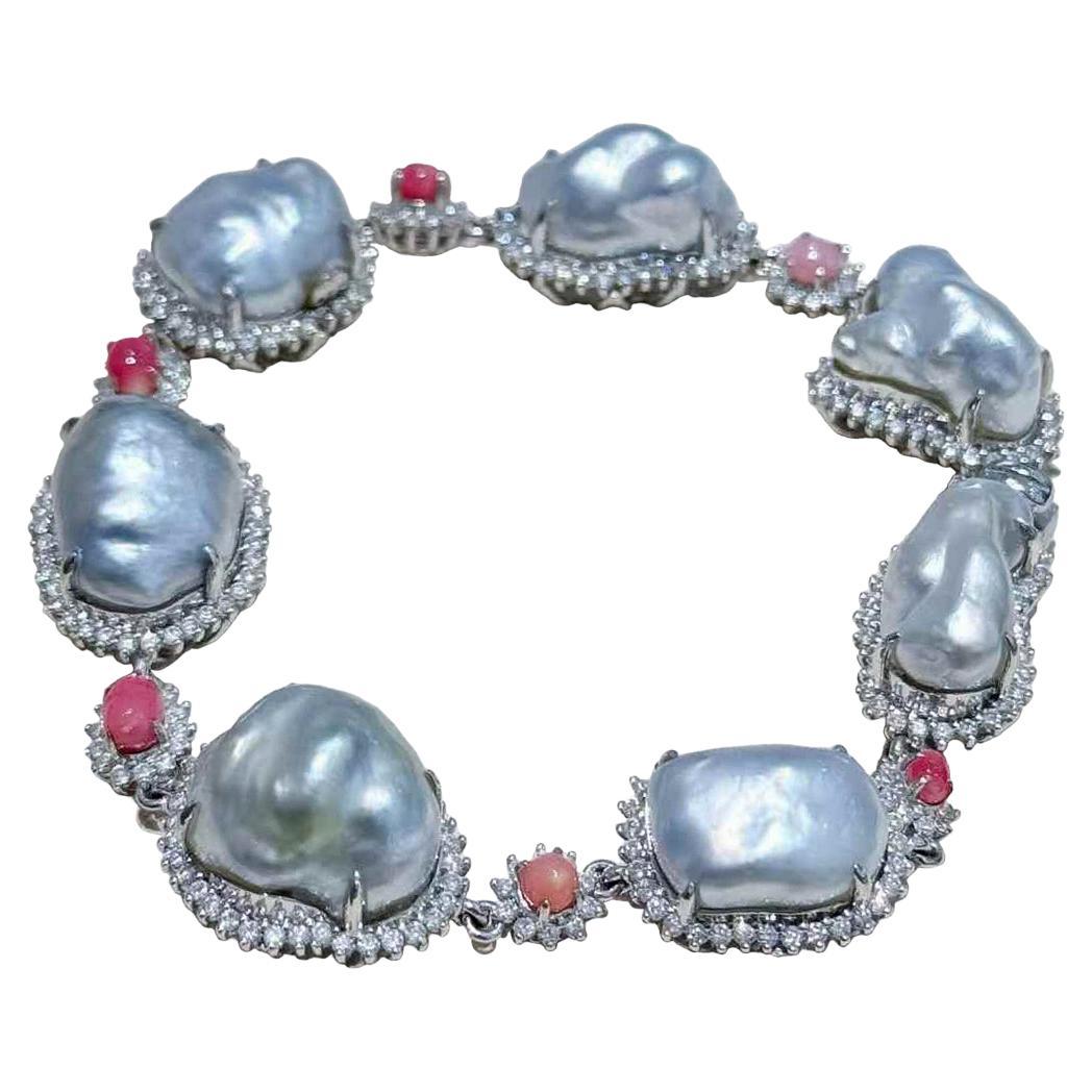 【Conchéa】Ocean Constellation Conch Pearl & Keshi Diamond Bracelet — 1.52ct