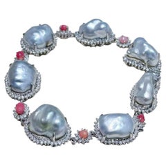 【Conchéa】Ocean Constellation Conch Pearl & Keshi Diamond Bracelet — 1.52ct