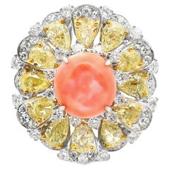 Conch Pearl & Diamond 18k White Gold Sunburst Cocktail Ring