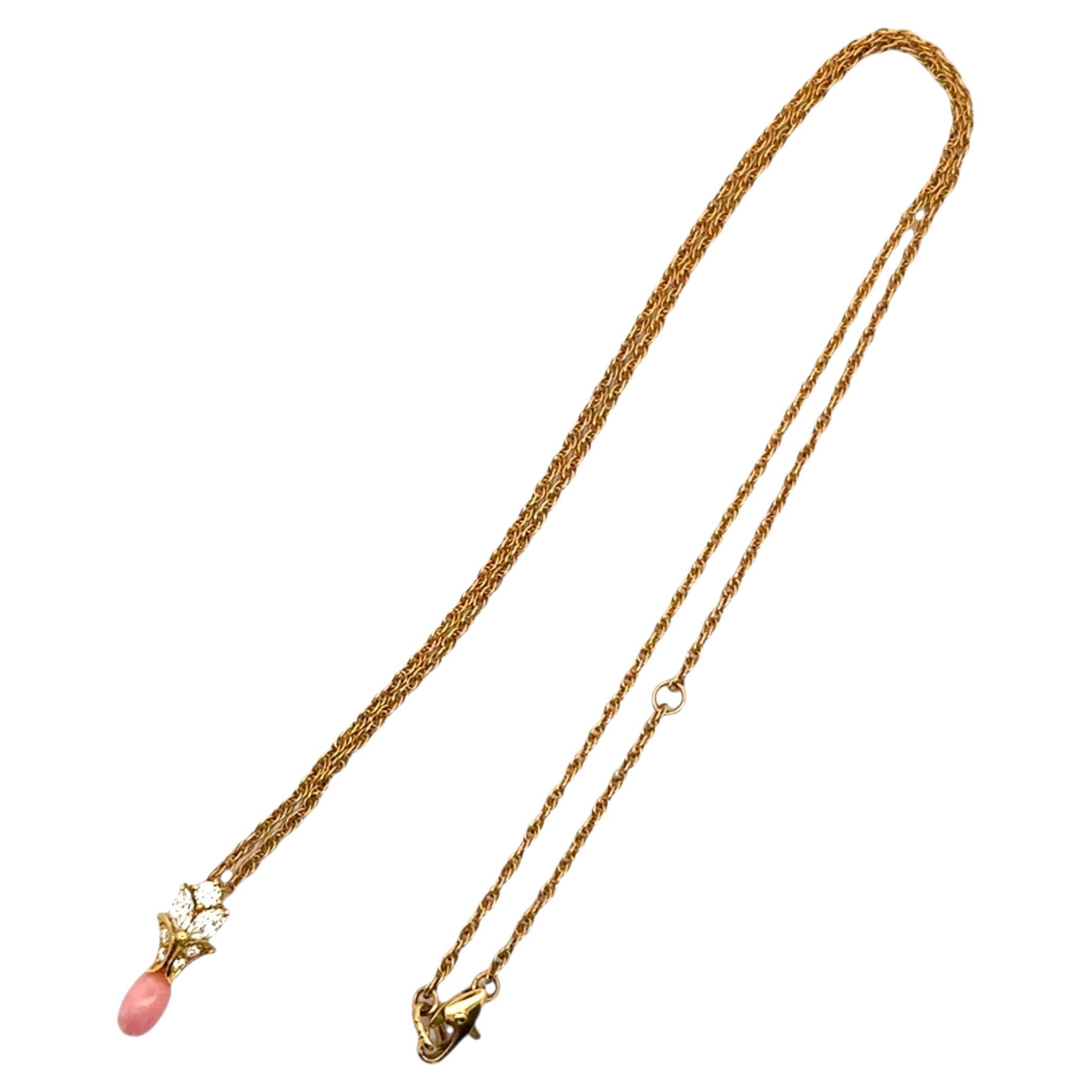 Conch Pearl Diamond 18K Yellow Gold Drop Pendant Necklace