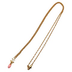 Conch Pearl Diamond 18K Yellow Gold Drop Pendant Necklace