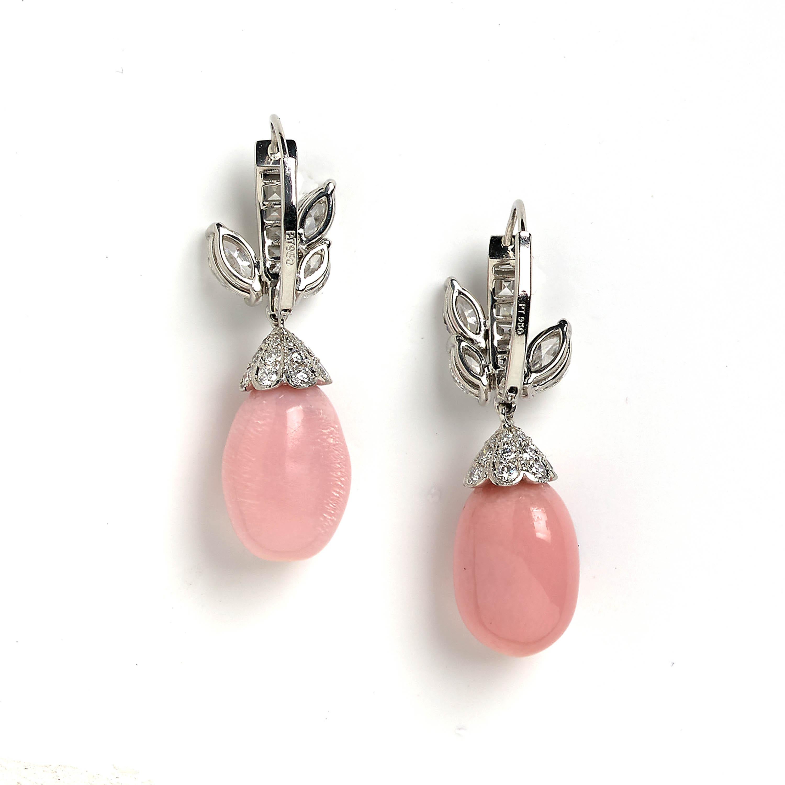 Ohrringe aus Platin mit Perlen, Diamanten und Platin Damen