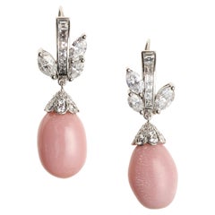Ohrringe aus Platin mit Perlen, Diamanten und Platin