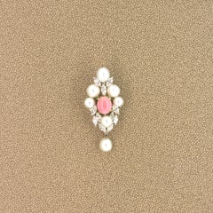 Pendentif Conch Pearl Diamond Platinum Drop