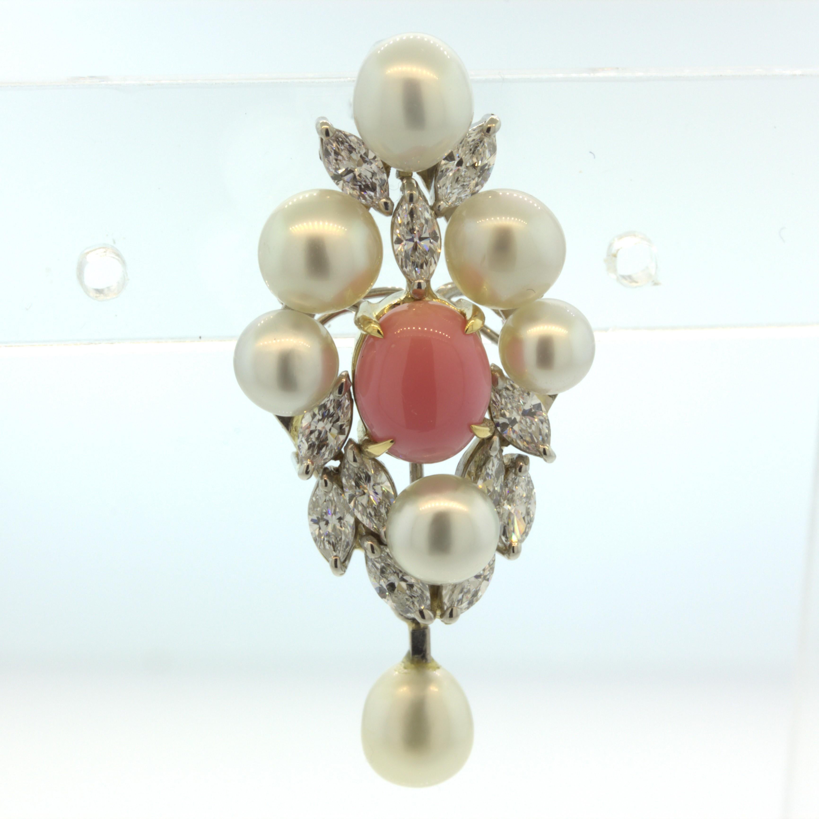 Ciondolo a goccia con perla e diamante in platino In condizioni Nuovo in vendita a Beverly Hills, CA