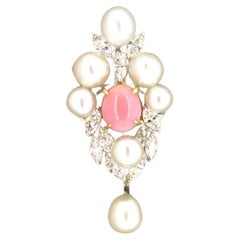 Colgante gota perla caracola diamante platino