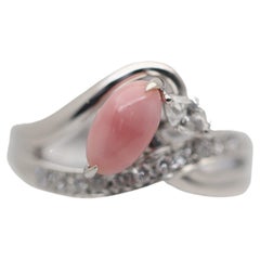 Conch Pearl Diamond Platinum Ring