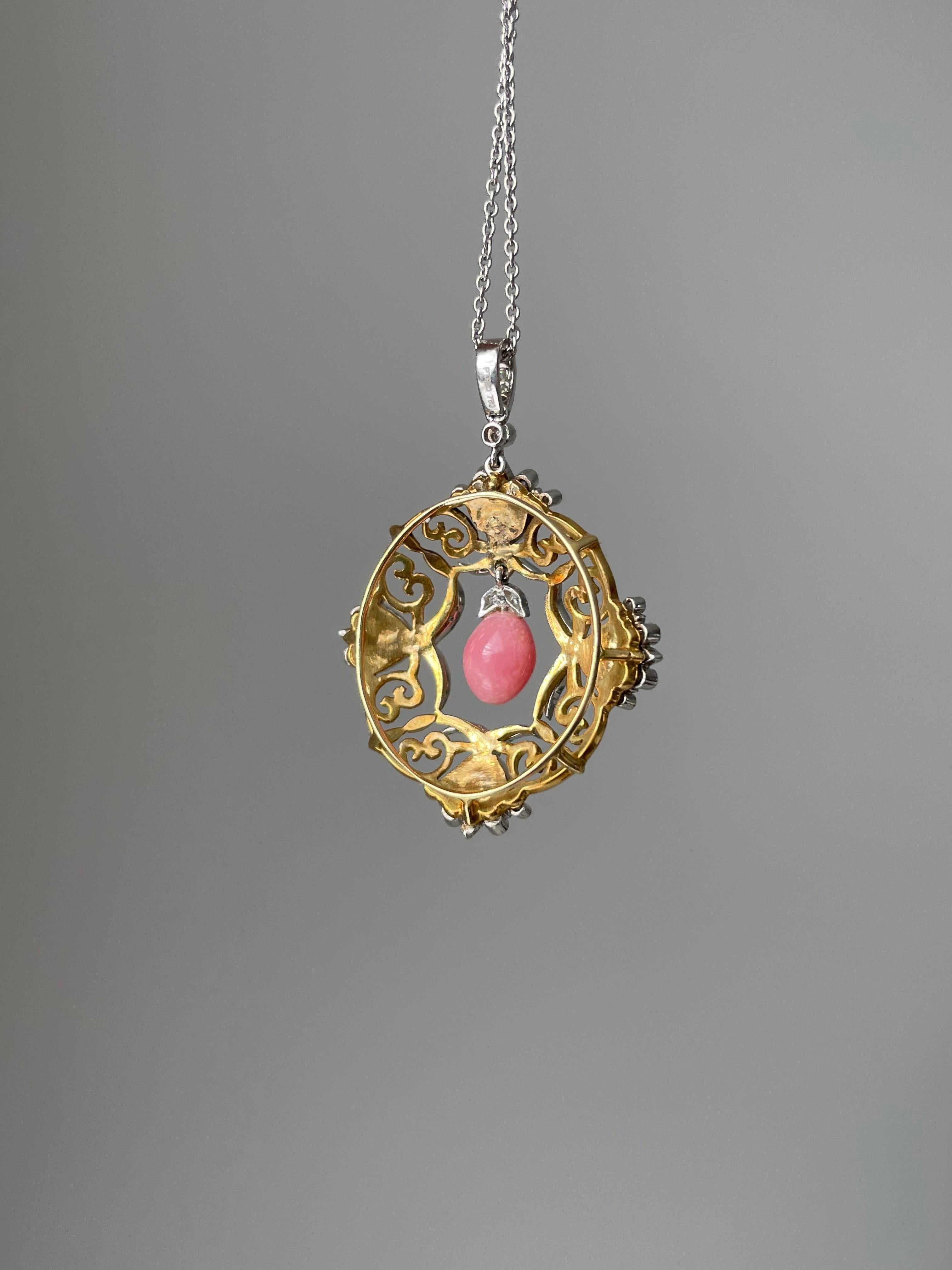 Muschelperlen-, Emaille- und Diamant-Anhänger (Edwardian)