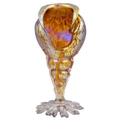 Conch Shell Glass Vase Iridescent Handmade Loetz Austria Jugendstil, circa, 1900