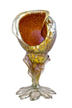 Conch Shell Glass Vase Iridescent Handmade Loetz Austria Jugendstil circa 1902