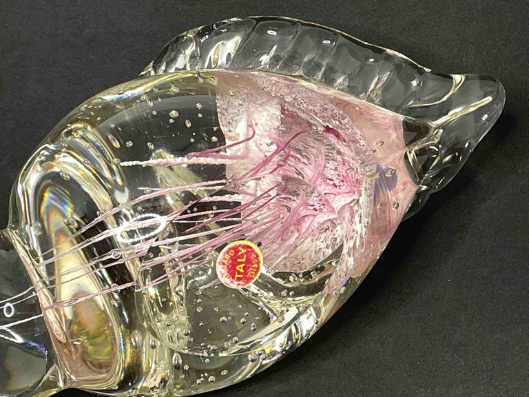 Conch Shell Jelly Fish Murano Italian Art Glass Aquarium Paperweight For Sale 6