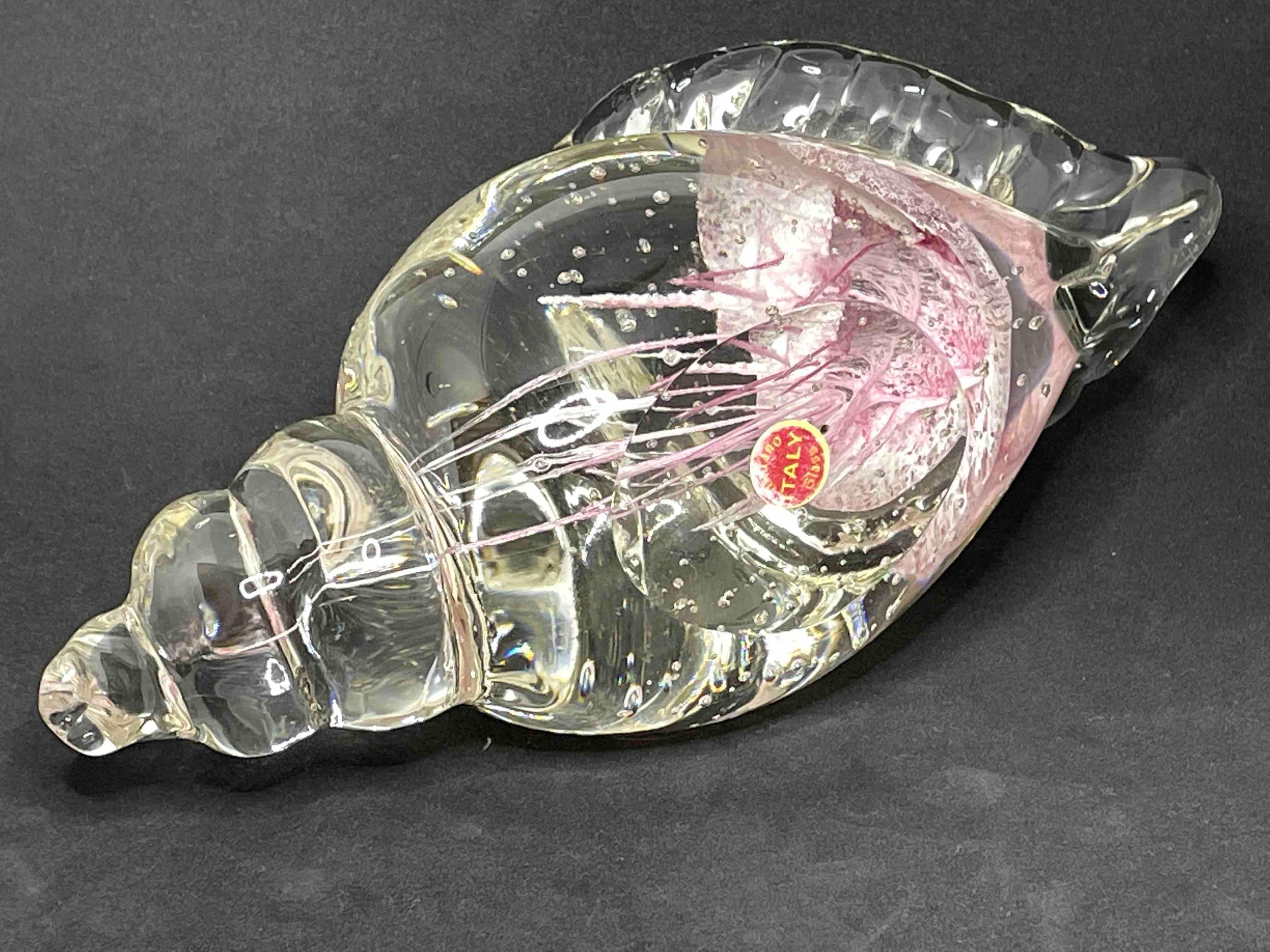 Conch Shell Jellyfish Murano Italian Art Glass Aquarium Paperweight 7