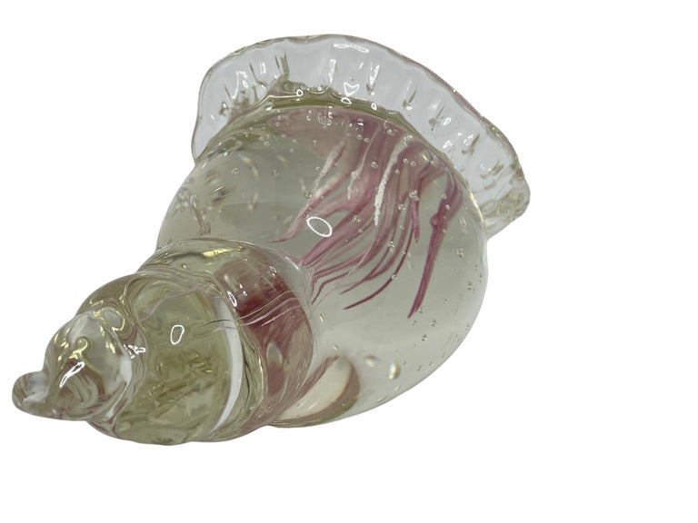 Mid-Century Modern Conch Shell Jelly Fish Murano Italian Art Glass Aquarium Paperweight For Sale