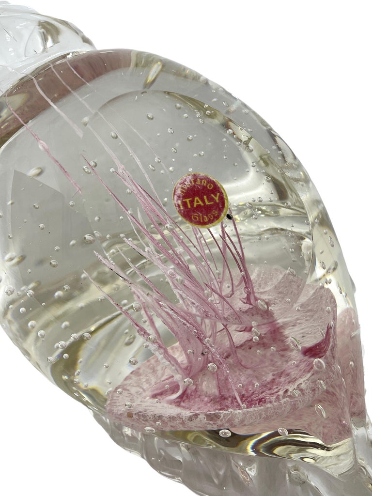 Murano Glass Conch Shell Jelly Fish Murano Italian Art Glass Aquarium Paperweight For Sale