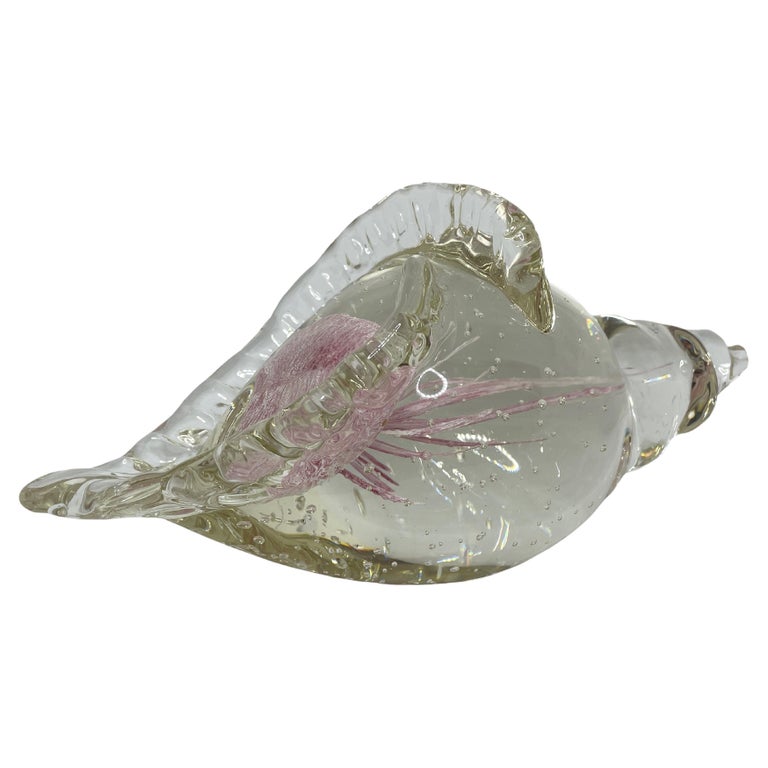 Conch Shell Jelly Fish Murano Italian Art Glass Aquarium Paperweight For Sale