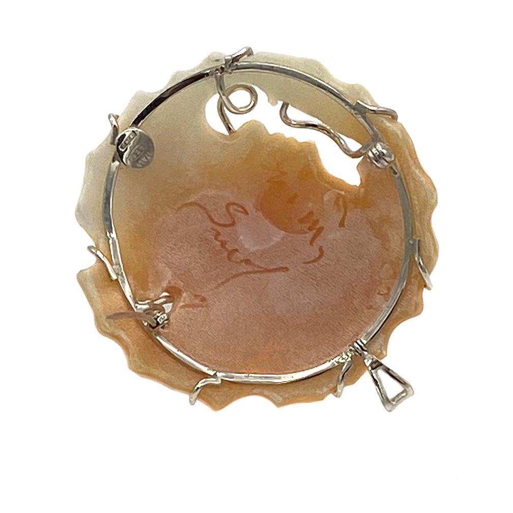 Conch Shell Necklace with Carved Cameo Pendant In New Condition In Atlanta, GA