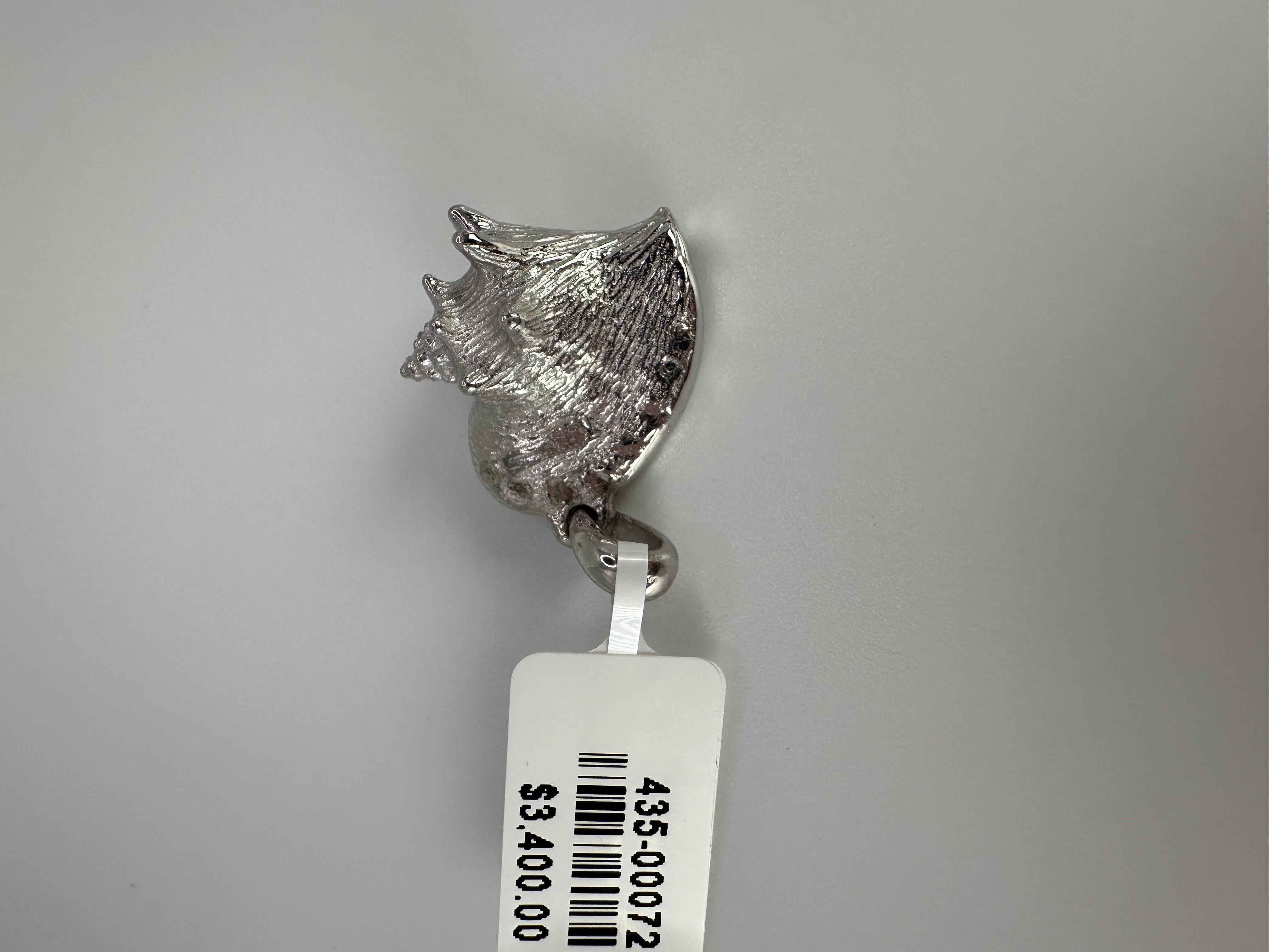 da uomo o donna Ciondolo conchiglia in oro 14KT Ciondolo con diamante in vendita