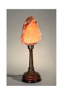 Hand-Carved Brass & Shell Conch Table Lamp No.43T, Organic Modern