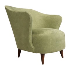“Concha” Armchair in Ultrasuede, Attributed to Joaquim Tenreiro, Brazil, 1950s