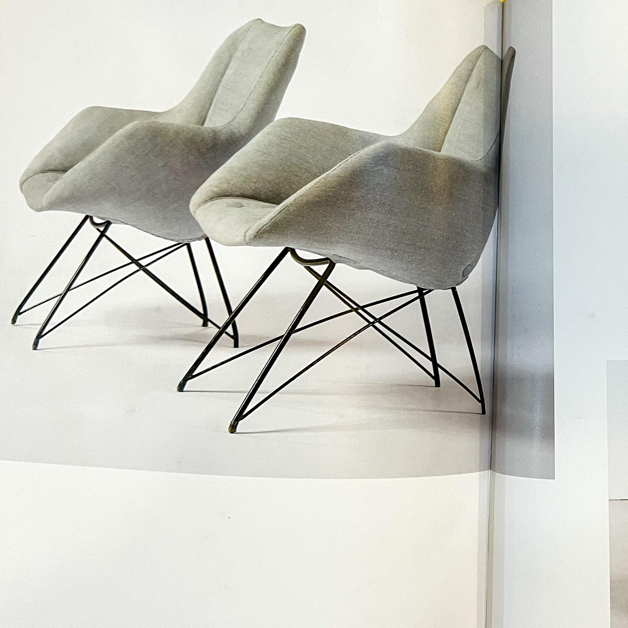 Midcentury Armchairs in White Leather & Iron Base by Carlo Hauner, 1955, Brazil For Sale 4