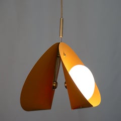 CONCHA Pendant Light Model 01 Small in Ochre Flecked Paper, Brass & Opal Glass