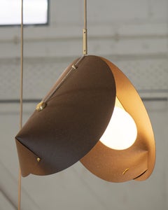 CONCHA Pendant Light Model 03 Large - Chestnut Flecked Paper, Brass & Opal Glass