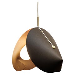 CONCHA Pendant Light Model 03 Large - Chestnut Flecked Paper, Brass & Opal Glass