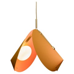 CONCHA Pendant Model 03 Large - Ochre Flecked Paper, Brass & Opal Glass