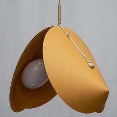 CONCHA Pendant Model 03 Medium - Ochre Flecked Paper, Brass & Opal Glass