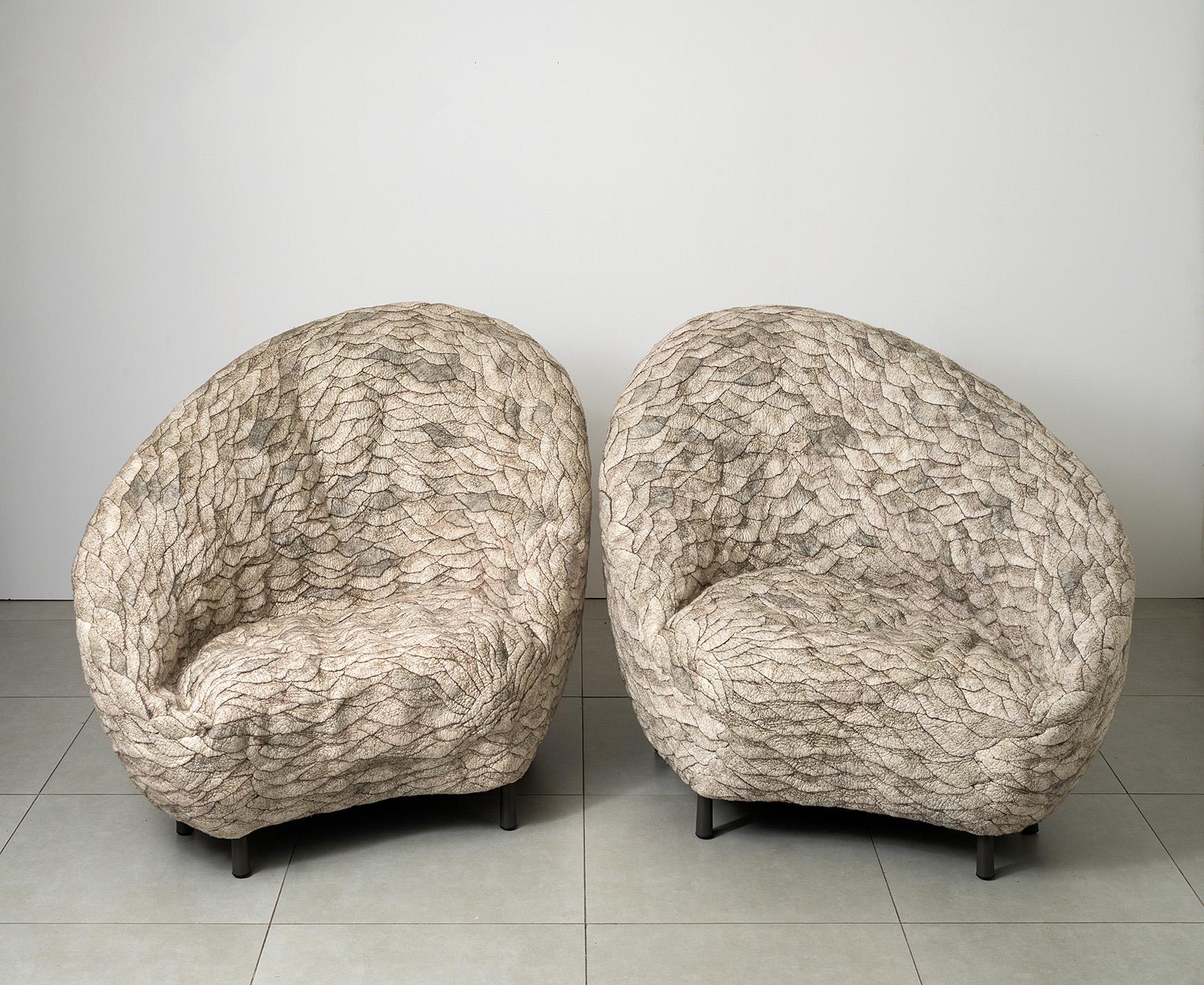 Ayala Serfaty, Rapa Series: Conchas, Armchairs with Shared Ottoman, Israel, 2020 In Excellent Condition For Sale In New York, NY