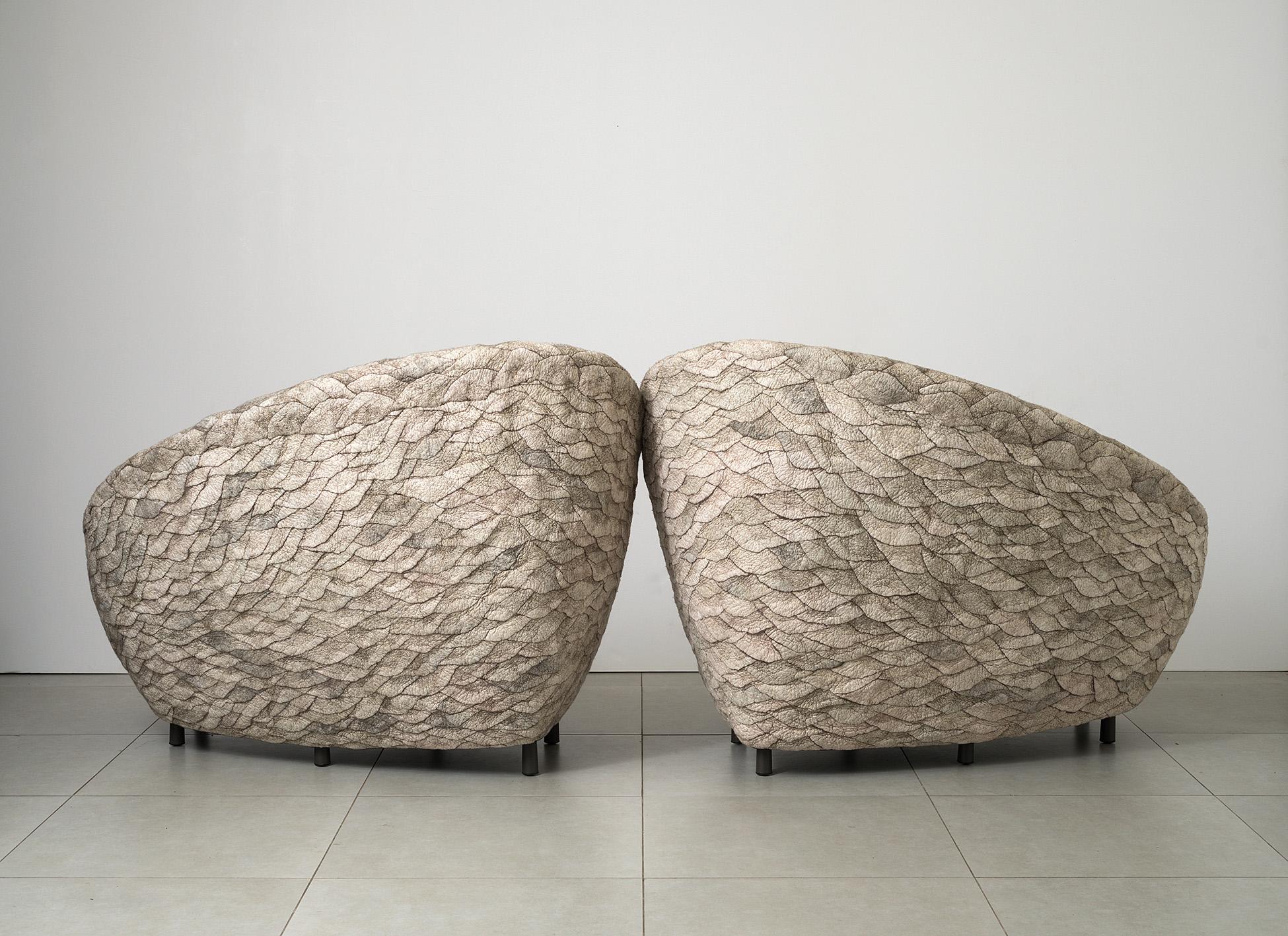 Contemporary Ayala Serfaty, Rapa Series: Conchas, Armchairs with Shared Ottoman, Israel, 2020 For Sale