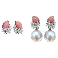 【Conchéa】Petal Convertible Conch & Südsee Perlen Ohrringe - 3.49ct