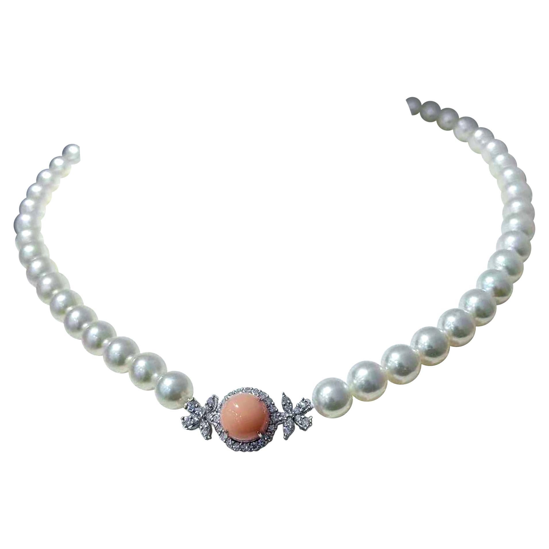 【Conchéa】5.85ct Conch Pearl & Aurora Akoya Pearl Diamond Necklace en vente