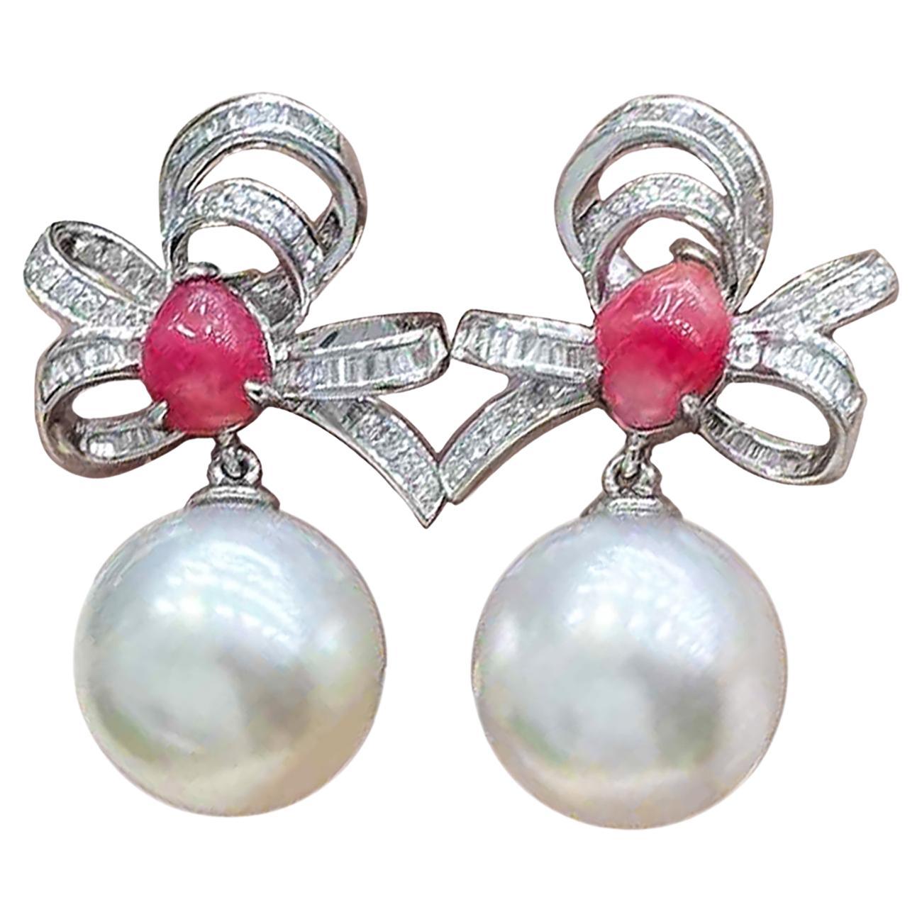 【Conchéa】Celeste Bows Boucles d'oreilles conque et perles des mers du Sud - 2.35ct