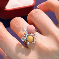 【Conchéa】Chroma Bloom Tri-Color Conch Pearl Diamond Ring — 8.98 ct