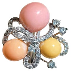【Conchéa】Chroma Bloom Tri-Color Conch Pearl Diamond Ring — 8.98 ct