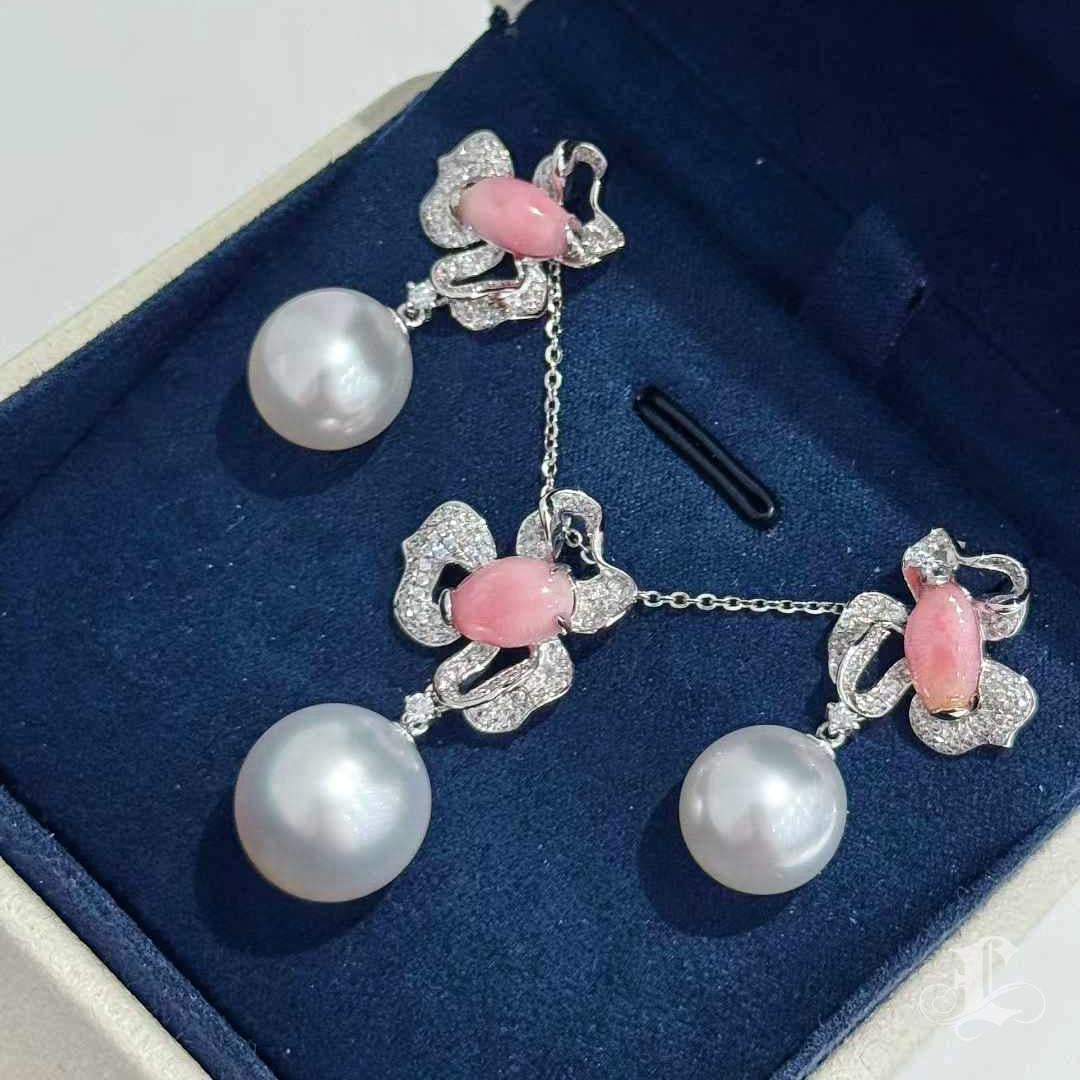 Conchéa】Conch Perle & Aurora Südsee Perle Diamant Platin Anhänger - 1.87ct Damen im Angebot