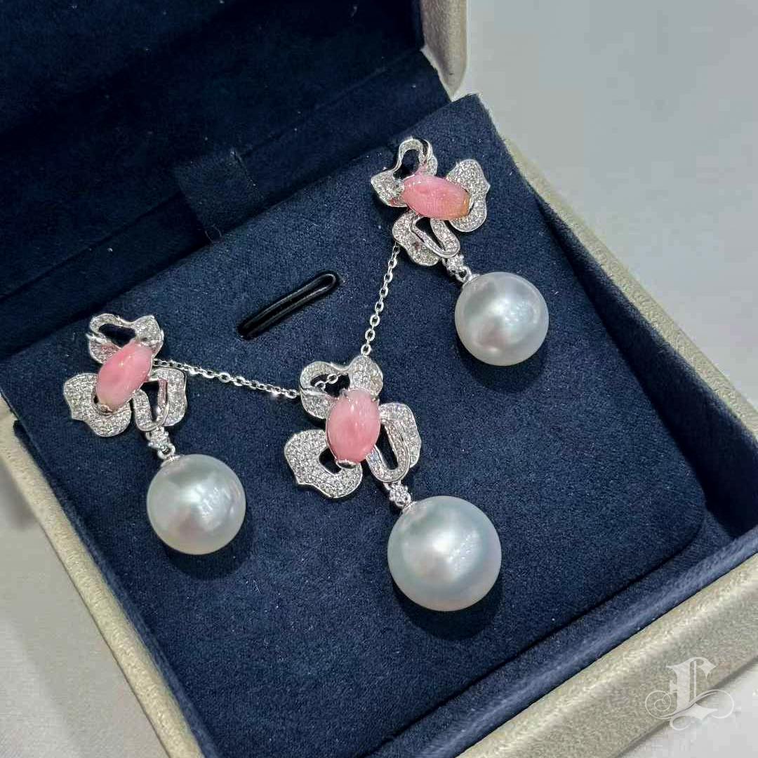 Conchéa】Conch Perle & Aurora Südsee Perle Diamant Platin Anhänger - 1.87ct im Angebot 3