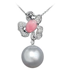 【Conchéa】Conch Pearl & Aurora South Sea Pearl Diamond Platinum Pendant — 1.87ct