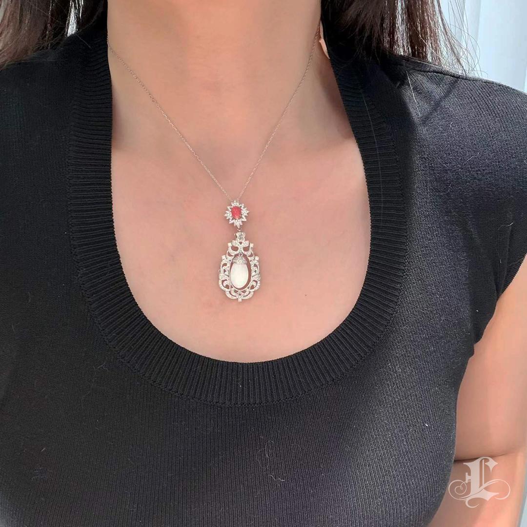 【Conchéa】 Collana con ciondolo convertibile in platino con perle e vongole giganti in vendita 4