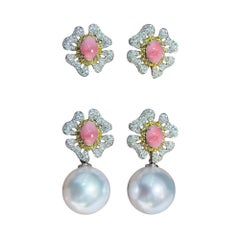 【Conchéa】 Orecchini con perle e mari del sud a doppio filo -1,55 ct