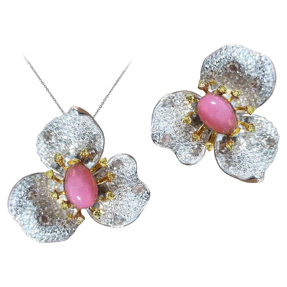 【Conchéa】Divine Orchid Convertible Conch Pearl Ring & Pendant — 1.3ct For Sale