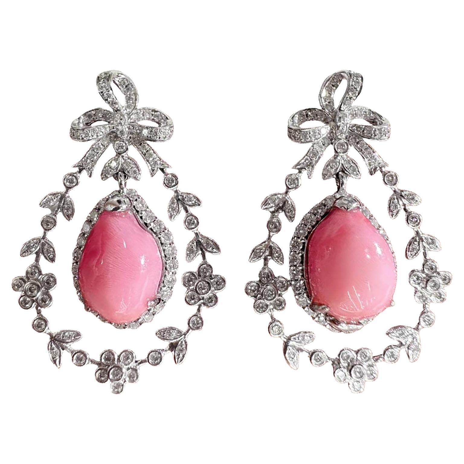 【Conchéa】Orecchini di perle e diamanti con arco di Duchessa - 8.99ct