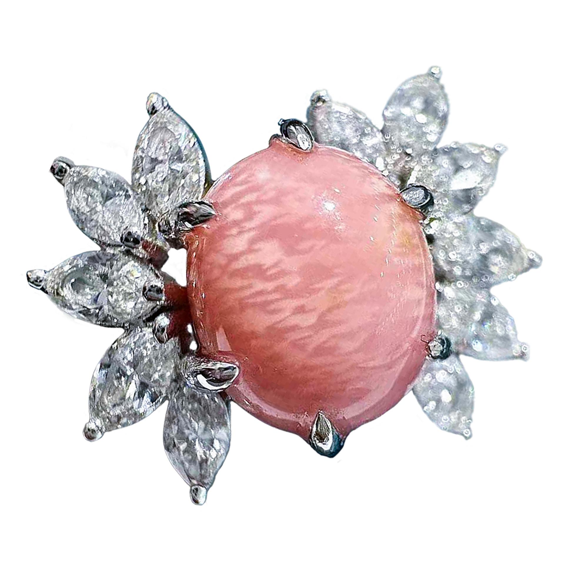 【Conchéa】 Anello con perla conchiglia e diamante marquise - 5,07 carati