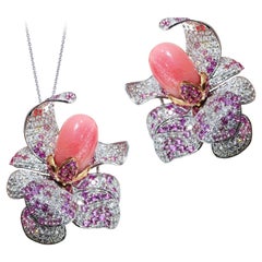 【Conchéa】Empress Orchid Convertible 3-Way Conch Pearl & Diamond Jewelry - 5.2ct